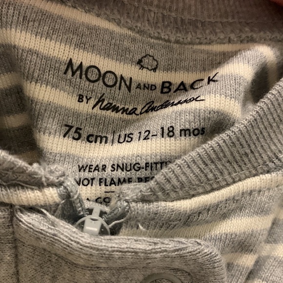 NWT  Moon & Back one Piece footed pajamas‎ unisex striped size 18/24 - Picture 4 of 9